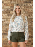 Camouflage Long Sleeve Hooded Pullover Top