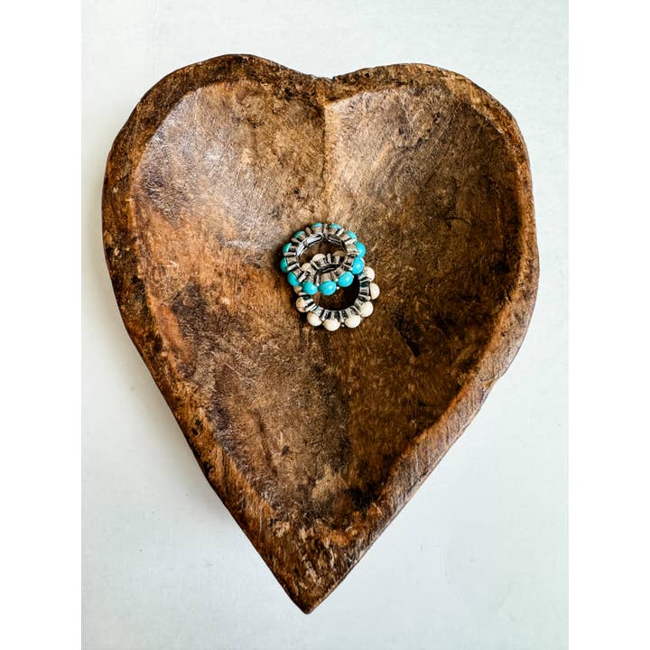 Western turquoise and white stretch ring style view 9