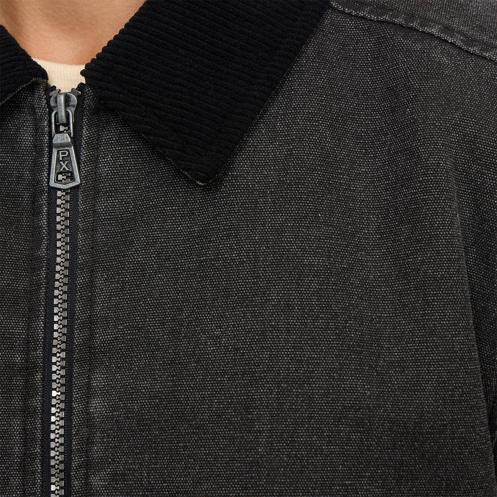 PX washed black twill jacket with corduroy collar and sherpa lining – view 8