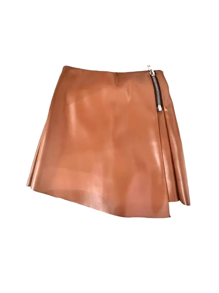 Brown Leather Skort