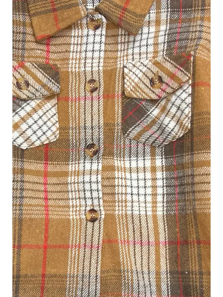 Unisex/ Brown Plaid Button Up Shirt