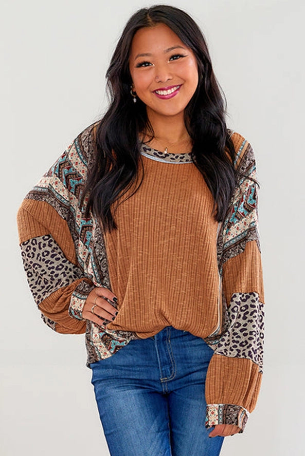 Striped Crew-Neck Baggy Hoodie