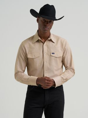 Wrangler Cowboy Cut Chambray Work Shirt in Khaki front view