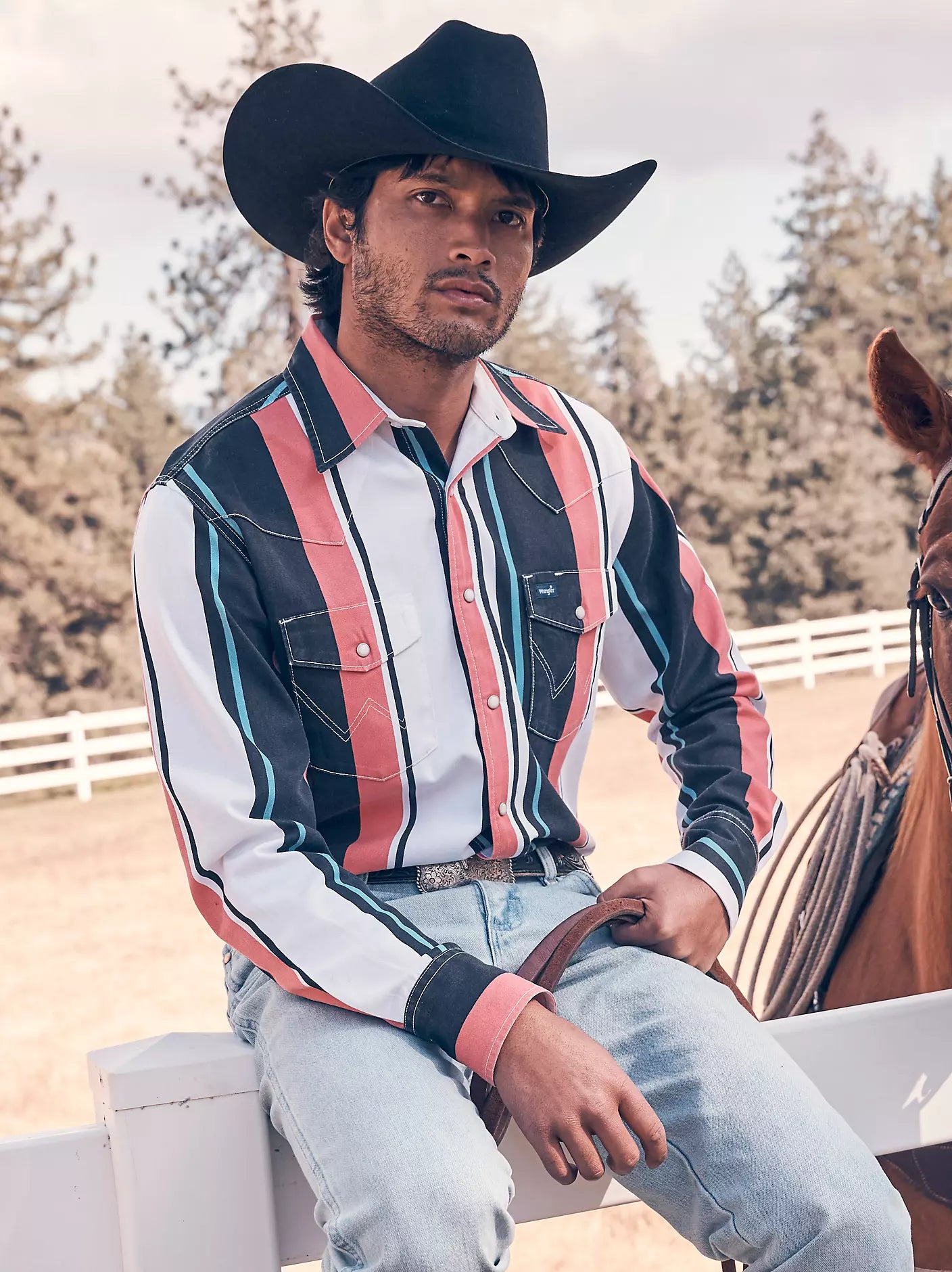 Vintage-Inspired Brushpopper Western Snap Strip Shirt