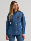 Women's Barrel Sleeve Denim Western Snap Shirt