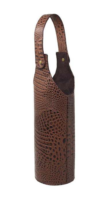 Leather Wine Bottle Carrier Tote Bag