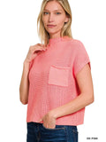 Mock Neck Short Sleeve Cropped Sweater