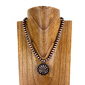 17 inches 8mm Copper Navajo pearl necklace with Copper flower Pendant"
