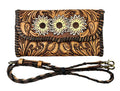 Sunflower Tooled Laced Leather Wallet Crossbody Bag 18RSH38