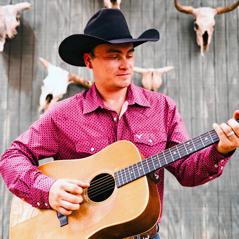 THE COWBOY PEARL SNAP - DARK RED DIAMOND SHIRT
