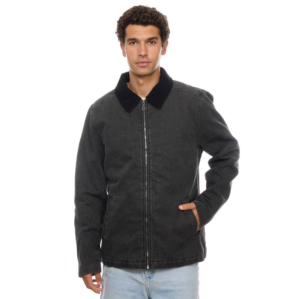 PX washed black twill jacket with corduroy collar and sherpa lining – view 4
