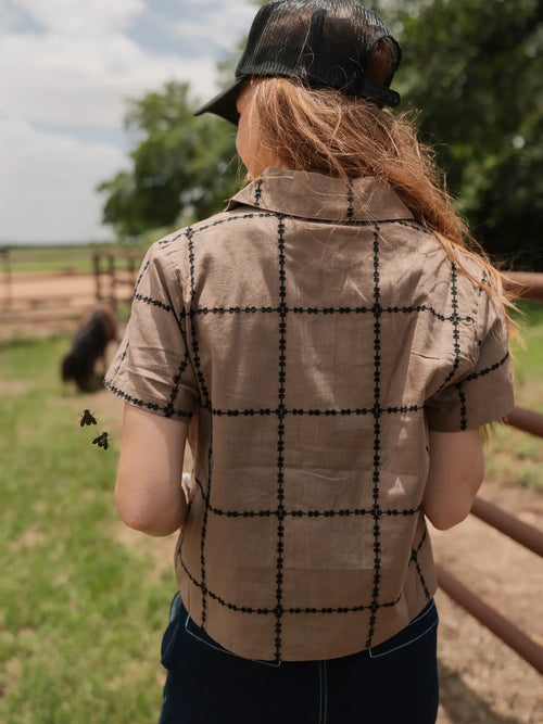 2 Fly Co A Bit of Details brown and black western blouse view 2