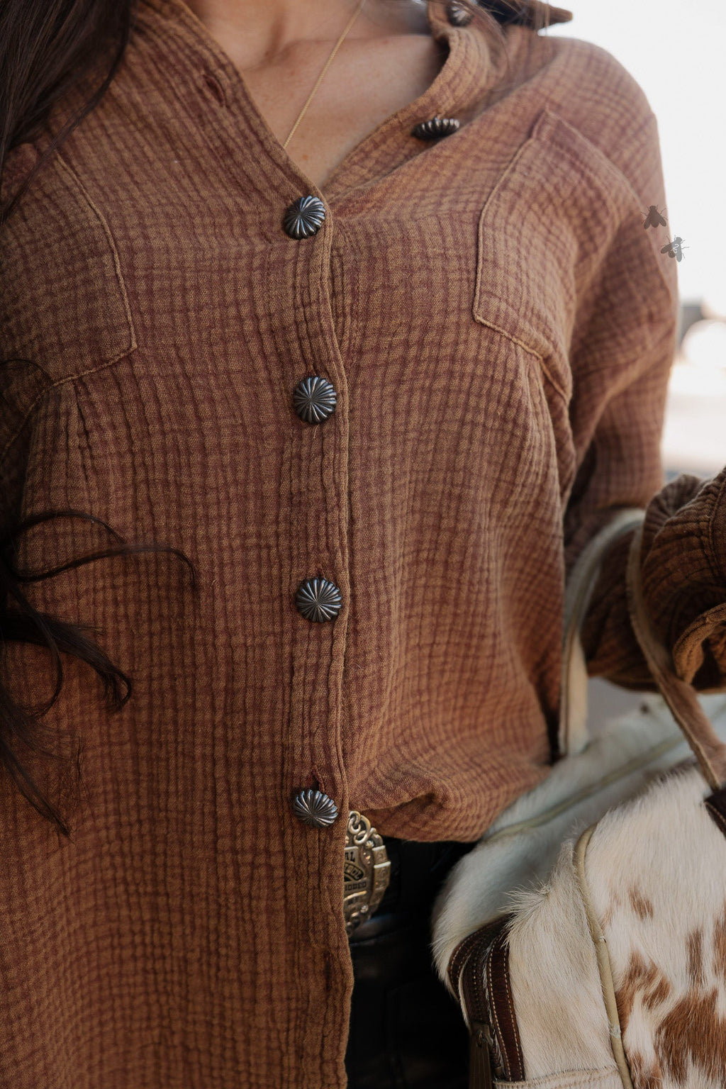 2 Fly Co Acres Button Up in Saddle view 2