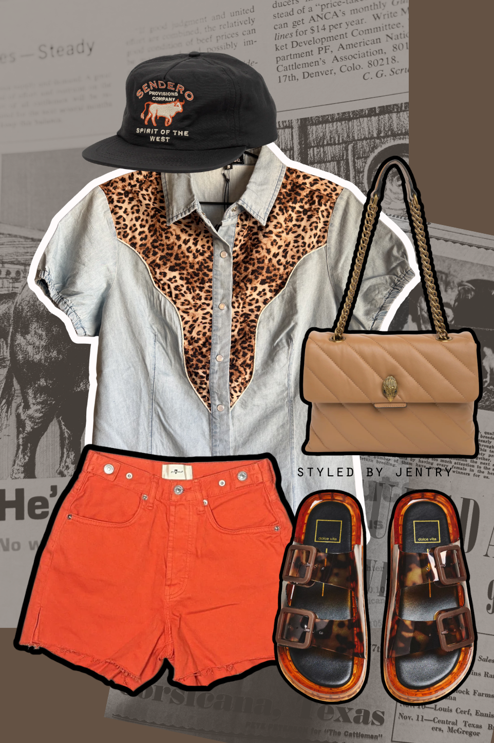 2 Fly Co Ranch Kitty denim and leopard top view 1