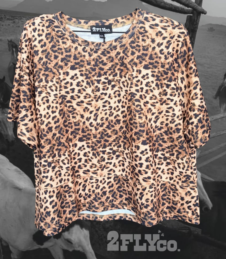 2 Fly Co Spot Me Out leopard waffle tee view 1