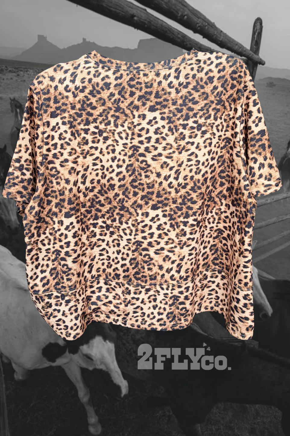 2 Fly Co Spot Me Out leopard waffle tee view 2