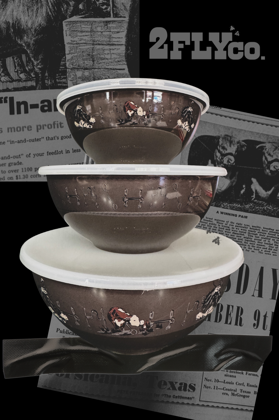 2 Fly Co Super Fly Bowls Western three-piece set view 1