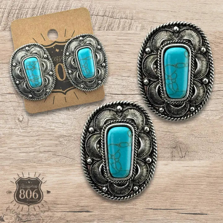 Western Concho Post Earrings