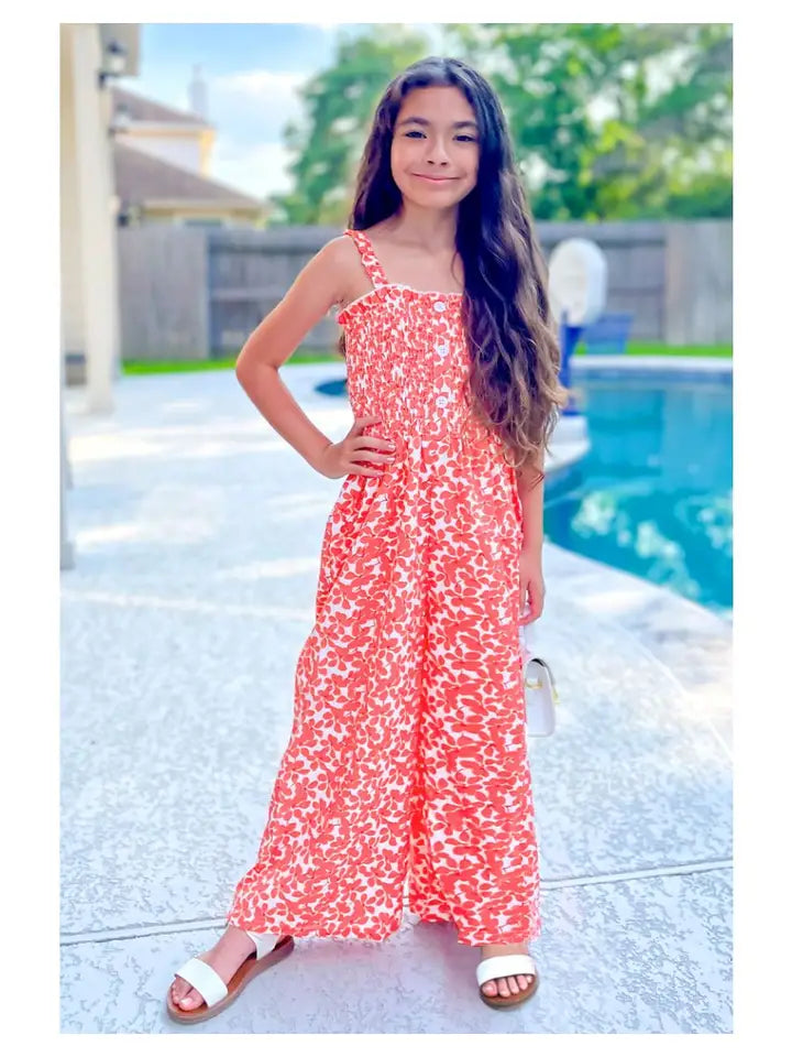 Romper w/ Smocking & Side Pockets