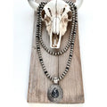 2pc Navajo Pearl Turquoise Stone Pendant Necklace Set