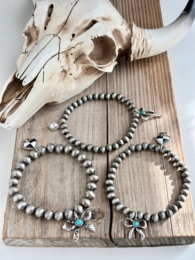 3 Piece Western Charm Navajo Pearl Bead Stretch Bracelet Set