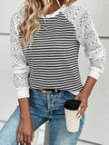 Stripe Textured Knit Lace Top