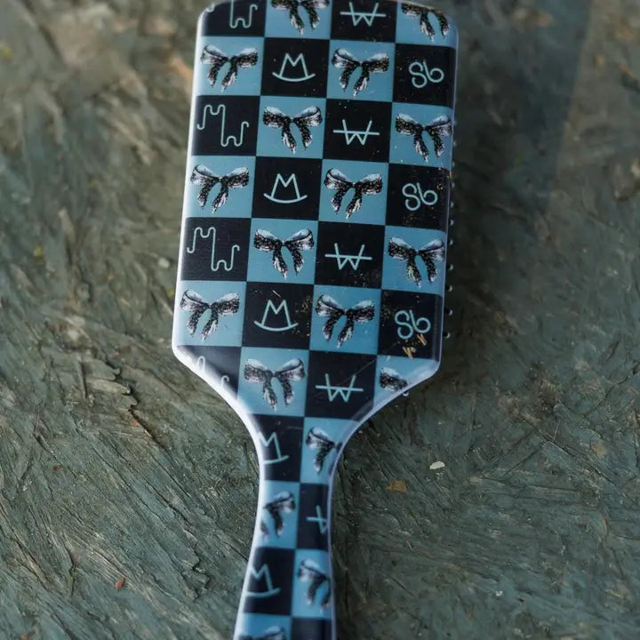 Bow Black Brand Check Hairbrush