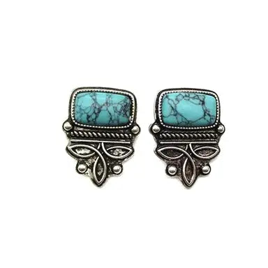 Western Turquoise Boot Stitch Post Earrings