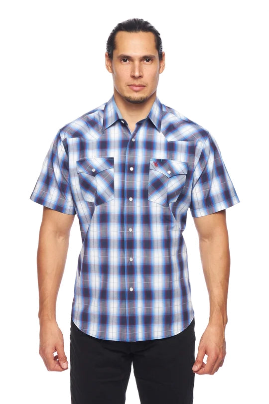 Men's Plaid Short Sleeve Snap 470