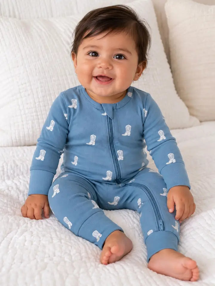 Cowboy Boots Organic Cotton 2-Way Zip Romper