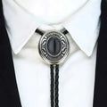 Western Onyx Cowboy Bolo Tie Necklace