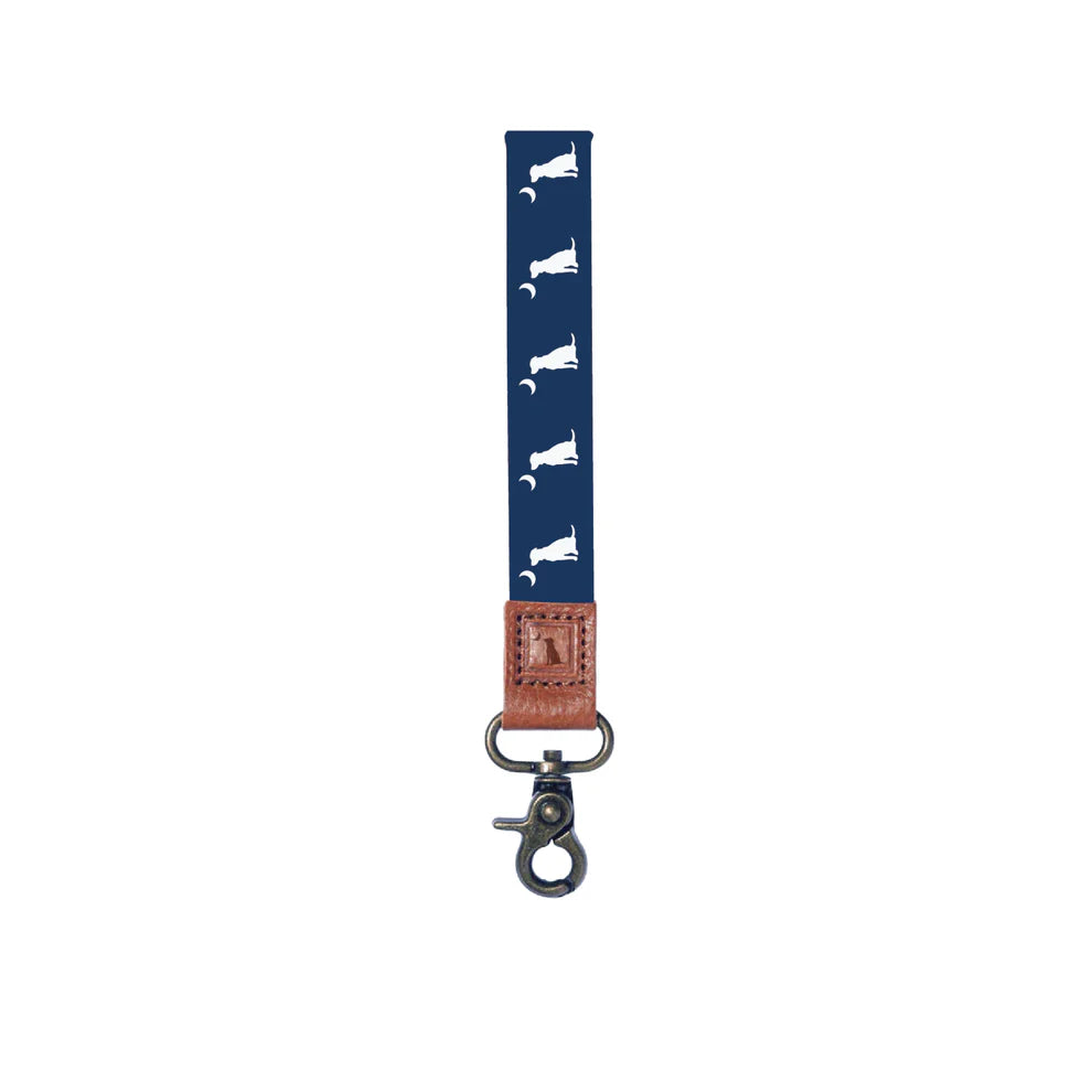 Local Boy Navy Dog & Moon wrist lanyard