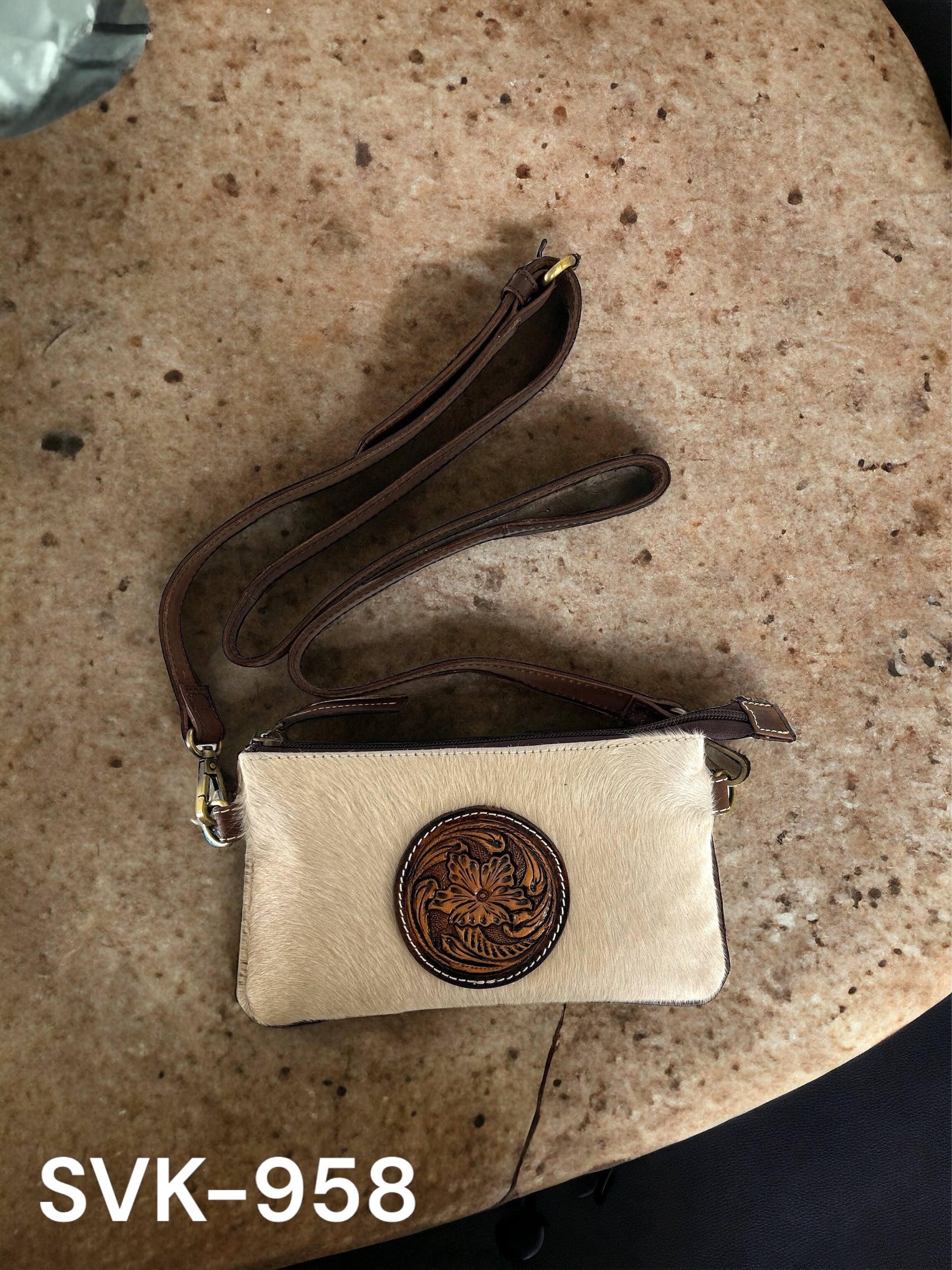 Western tooled medallion crossbody purse VK-958
