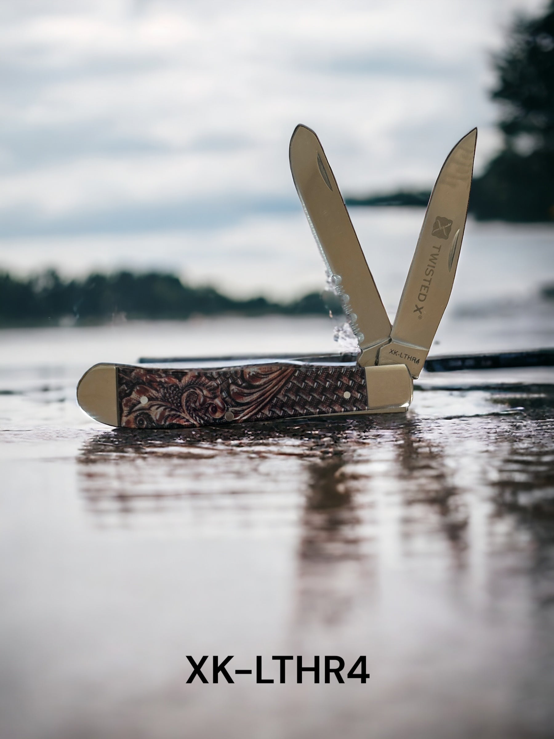 Twisted X XK-LTHR4 Leather Print Folding Knife