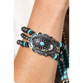 Silver-Tone Turquoise Concho Western Stretch Bracelet
