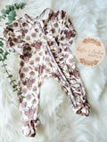 Baby Girls Sleeper Jumpsuit - Highland Floral Cow Western
