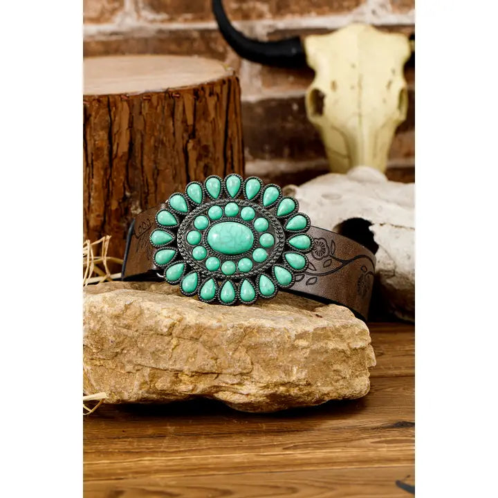 Turquoise Stone Leather Belt