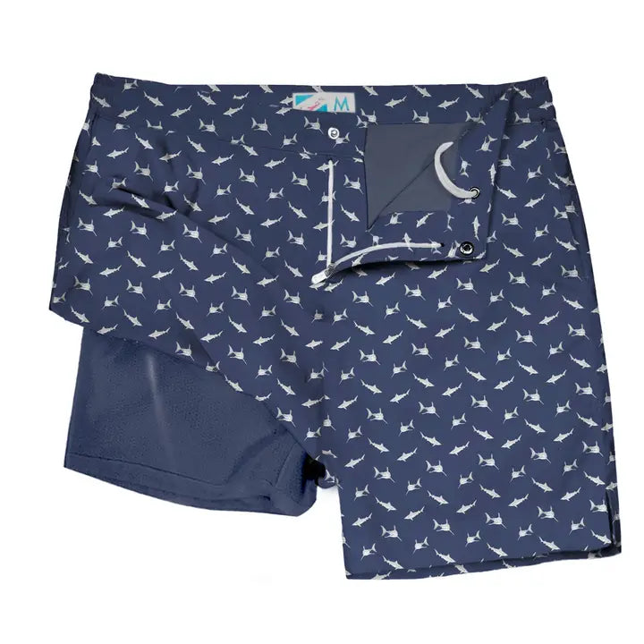 Sharks - 6 Inch with Liner Youth Swim Trunks