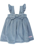 Light Wash Flutter Bow Dress