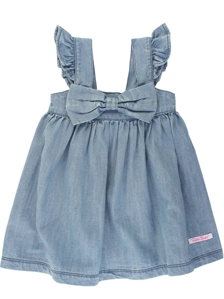 Light Wash Flutter Bow Dress