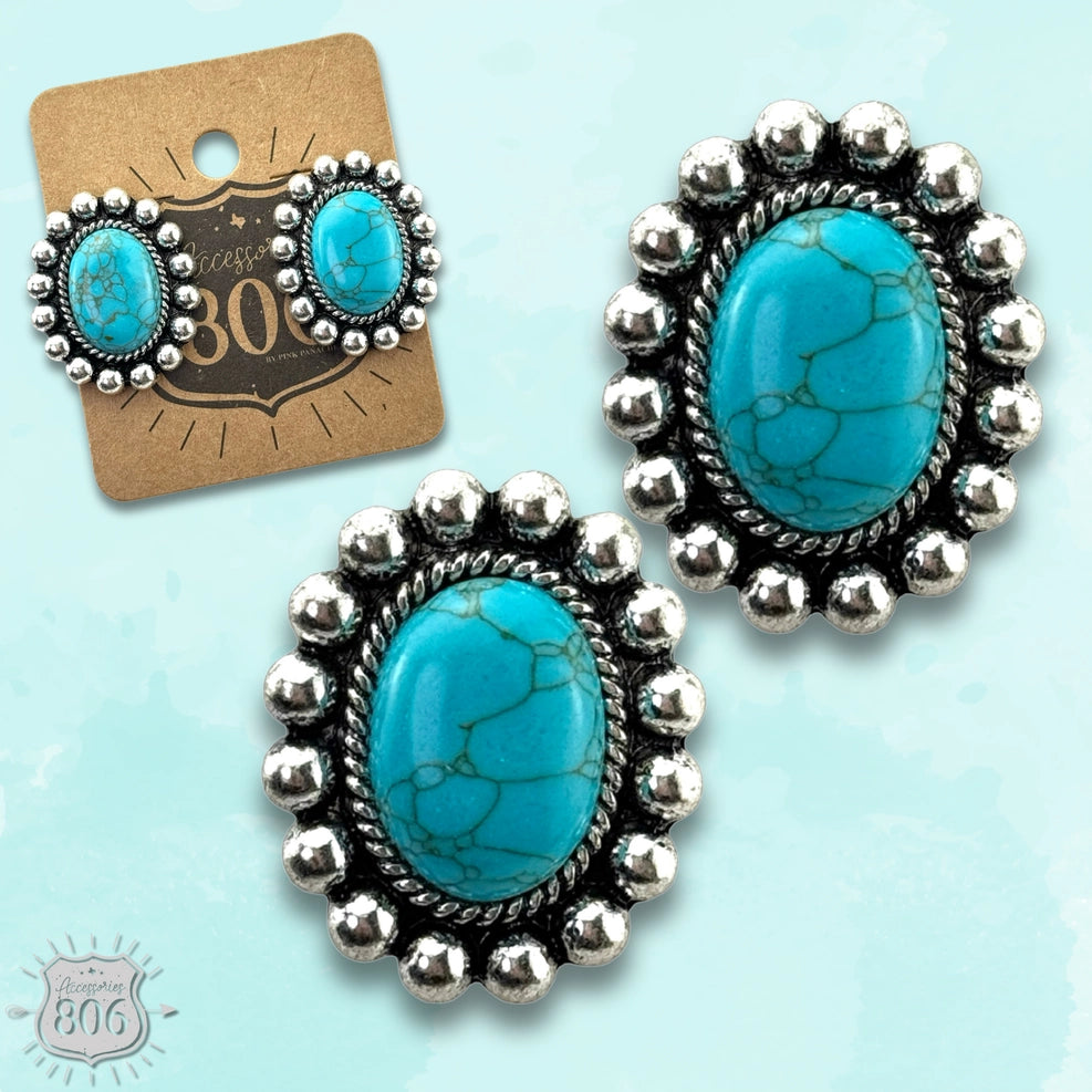 Western Concho Look Post Earrings