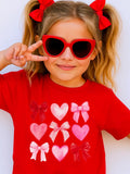 Toddler Watercolor Hearts & Coquette Bow Tee Valentine’S Day