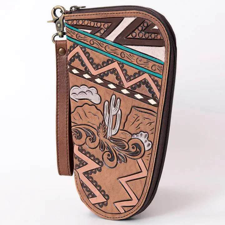 LC-ADGC102 Hand-Tooled Leather Pistol Case with Desert Cactus