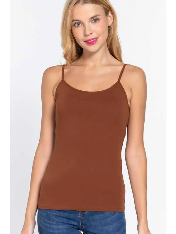 Truffle Spaghetti Strap Cami with Self Bra