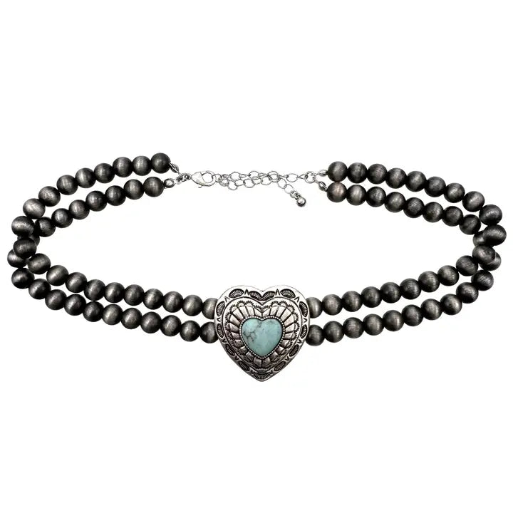 Bohemian Western Heart Turquoise Choker Necklace