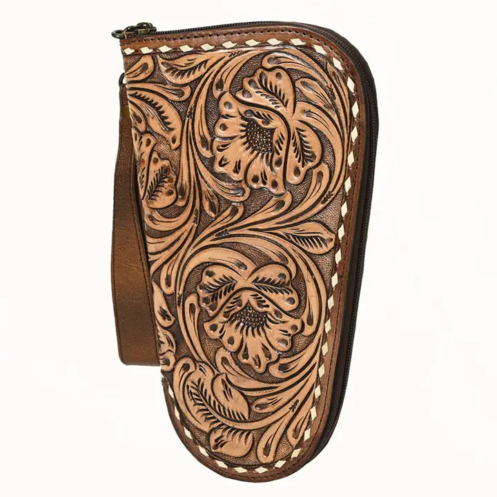 ADGC106 Hand-Tooled Leather Pistol Case -