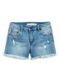 Girls 5 Pocket Fray Shorts with Destruction