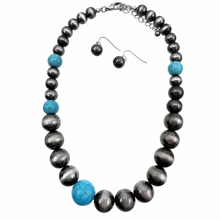 Navajo and Turquoise Beads Collar Necklace