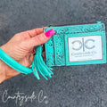 Turquoise Tooled Leather Keychain Wallet