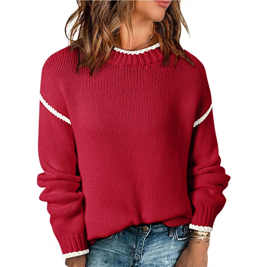 Red Block Knit Sweater